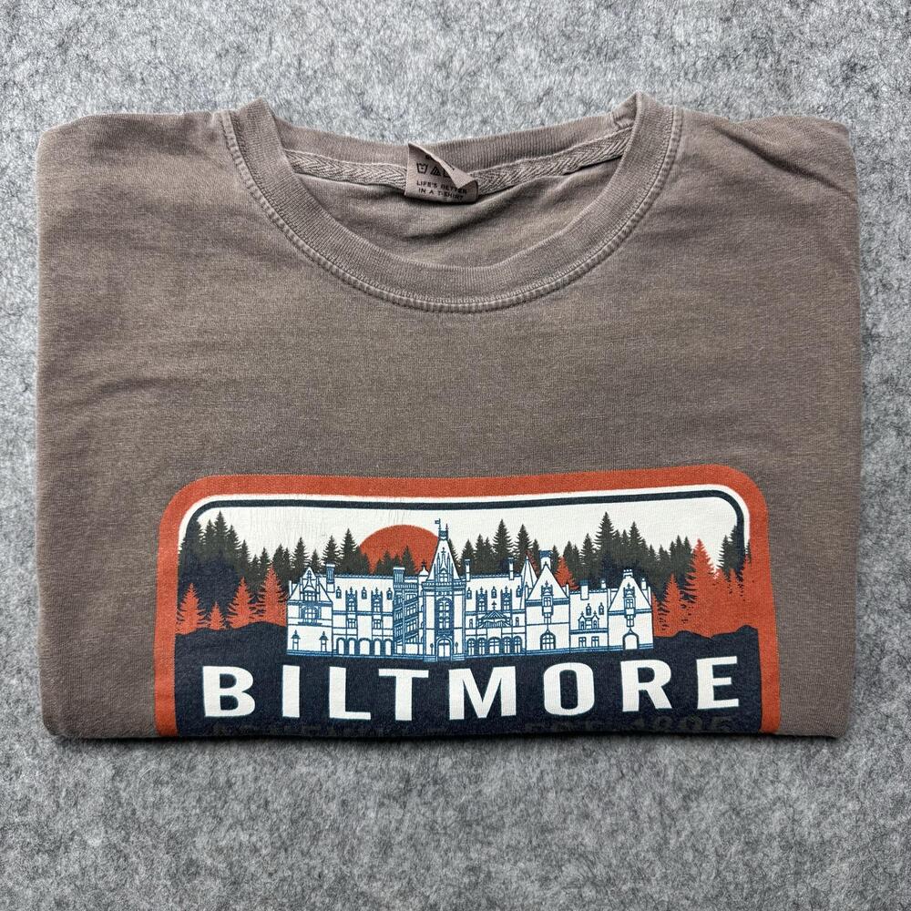 Blue 84 Shirt Mens Medium Brown Biltmore Asheville Estate Graphic Tee Travel - Picture 7 of 7